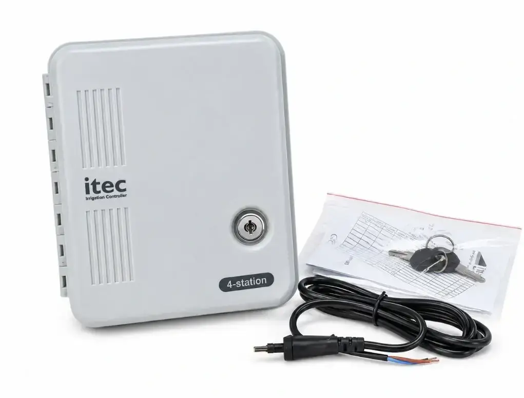 מחשב השקיה I-TEC AC ל־4 תחנות עם מפתחות ואביזרים