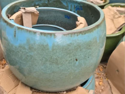 עציץ גלזורה עגול טורקיז