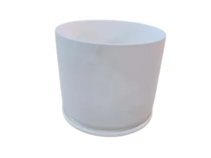 עציץ קרמיקה לבן מט עם תחתית בקוטר 15 ס"מ