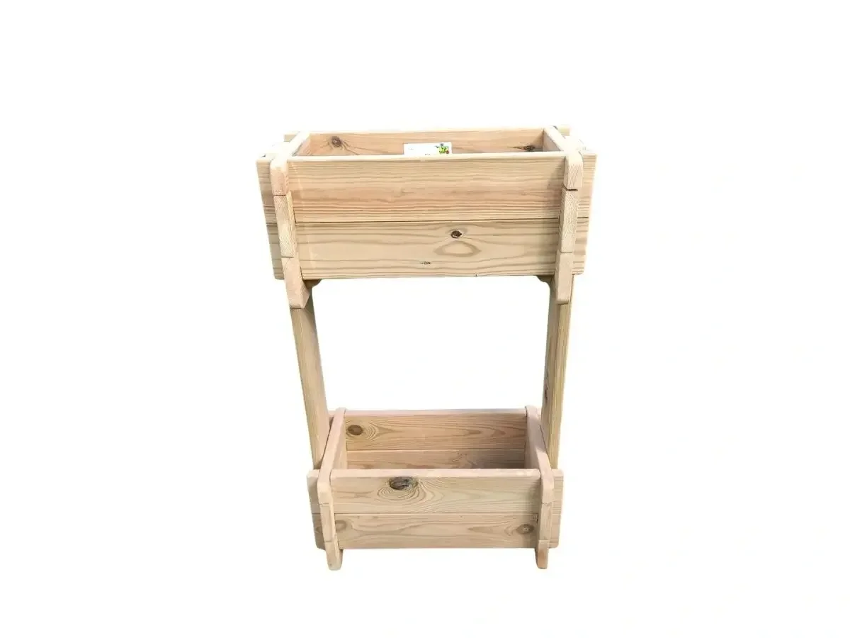 אדנית עץ דו קומתית מעץ מחוסם לגינה ולמרפסת