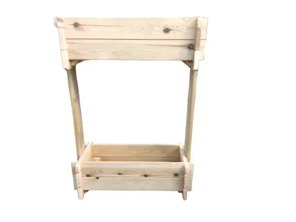 אדנית עץ דו קומתית מעץ מחוסם לגינה ולמרפסת