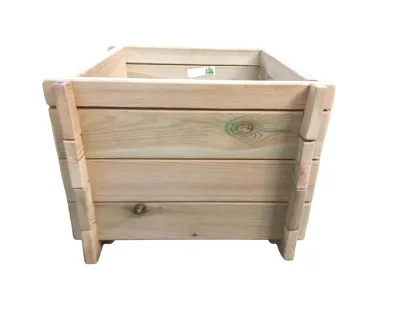 ארגז עץ מרובע מעץ מחוסם לגינה ולמרפסת