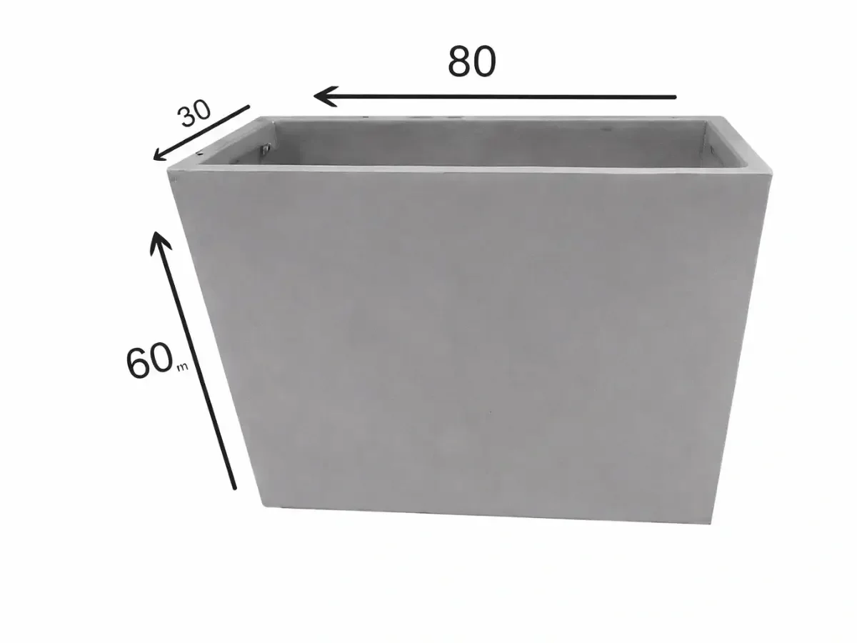 אדנית פיבר לבנה 80 אורך 30 רוחב וגובה 60 סמ