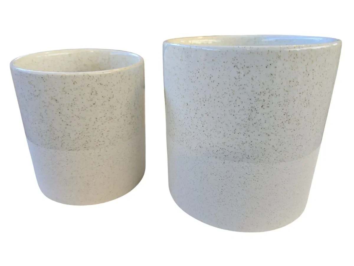 עציץ צילינדר מנוקד לבן 12 ס"מ