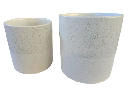 עציץ צילינדר מנוקד לבן 15 ס"מ