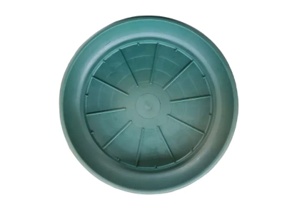 צלחת פלסטיק לעציץ בצבע ירוק כהה