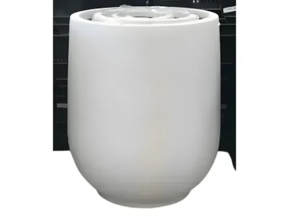 עציץ פיבר לבן עגול גבוה בקוטר 48 ובגובה62 ס"מ