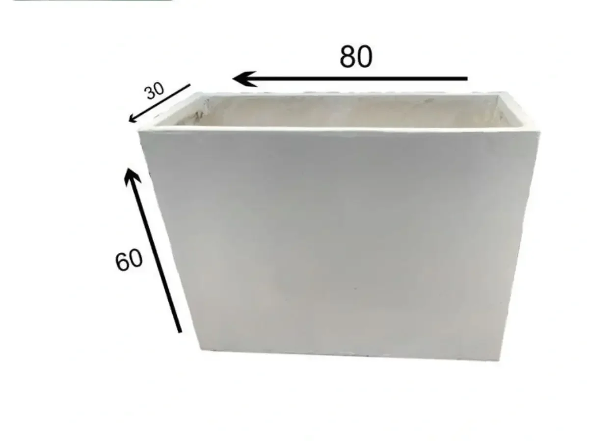 אדנית פיבר לבנה 80 אורך 30 רוחב וגובה 60 סמ