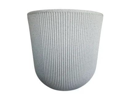 עציץ פלסטיק ברזילאי לבן מנוקד קוטר 37 סמ לא מנוקז