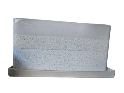 אדנית קרמיקה לבן פס מחוספס – אורך 25 ס"מ