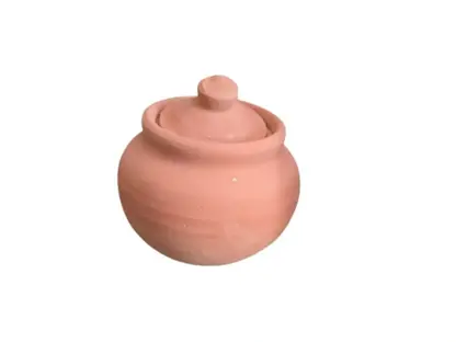 סיר חרס קטנטן עם מכסה בקוטר 7.5 ס״מ
