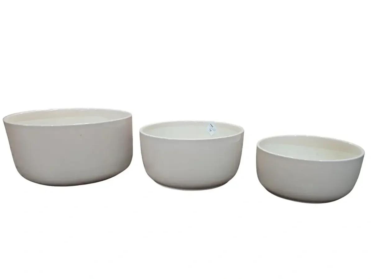 עציץ קערה רחבה קרם קרמיקה 25–36 ס"מ