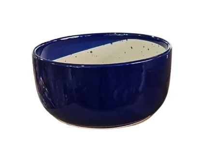 עציץ קערה רחבה כחול כהה קרמיקה 25–36 ס"מ