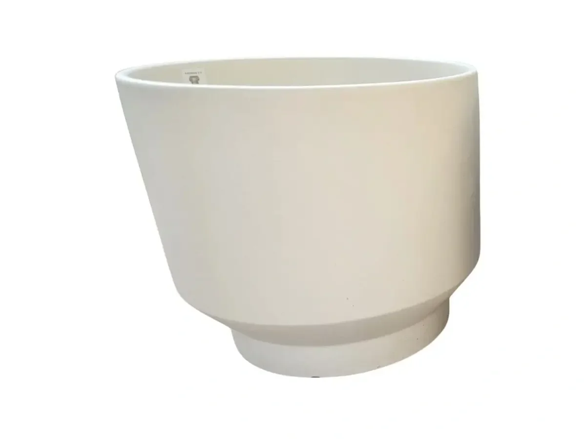 עציץ קרמיקה בצורת תוף קרם בקוטר 31 ס"מ