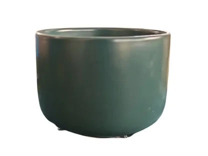 עציץ קערת קרמיקה – צבע ירוק כהה מט