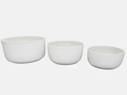 עציץ קערה רחבה קרמיקה  בלבן