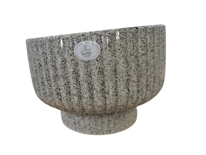 קערת גלזורה קרם מנוקד שחור בצורת פטרייה לשתילה