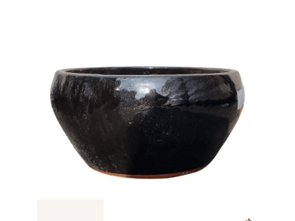 קערת גלזורה שחור כבדה בעומק 10 עד 22 ס"מ ובקוטר 15 עד 55 ס"מ לשתילה לבונסאי ולסוקולנטים