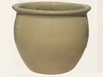 עציץ גלזורה עגול חרדל שפה בולטת