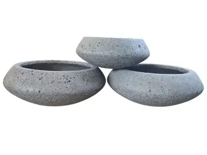 קערות פיבר דקורטיביות בשחור ואפור בקוטר 30–40