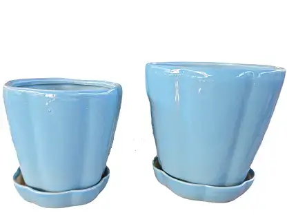 עציץ קרמיקה עם תחתית בקוטר 13, 15 ו-18 ס"מ בירוק, שחור ותכלת בעיצובים שונים, במבצע לחג