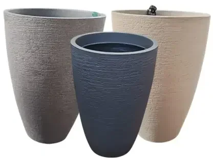 עציצים ברזילאים שחור אפור וחול בעיצוב קונוס רך