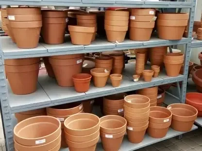 עציצי טרקוטה בעיצוב קלאסי במגוון גדלים בצבע כתום-חום