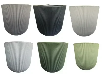 פיבר קל עם מנגנון השקיה ללא ניקוז חיצוני בקוטר 29, 37 או 45 ס"מ בחמישה צבעים לשתילה