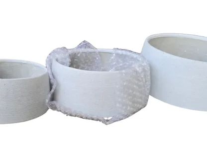 שלישיית קערות בטון אפור בגימור חלק וקוני