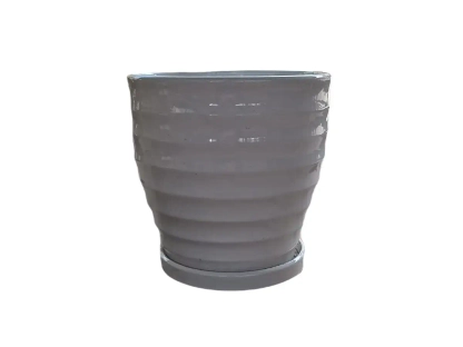 עציצי קרמיקה בצבע לבן מבריק אגסי פסים W103