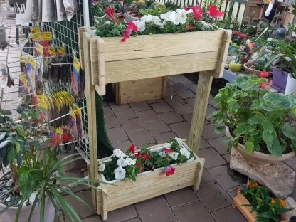 אדנית עץ ב-2 קומות לאדניות 60