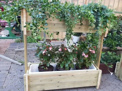 אדנית עץ ב-2 קומות לאדניות 80