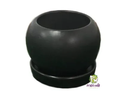 עציץ שחור קטן עם תחתית 007