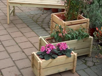 אדניות עץ מעץ אורן בצבע טבעי