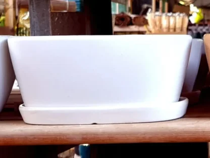 אדנית אובלית בגוון לבן מט נקי וקלאסי במיוחד