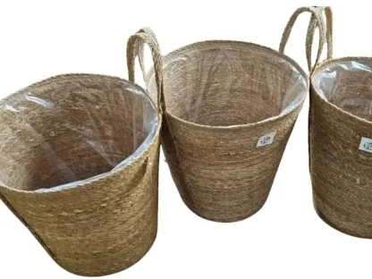 סלסלת קש 16L-2181 בקוטר 38 ס"מ לחיפוי עציצים