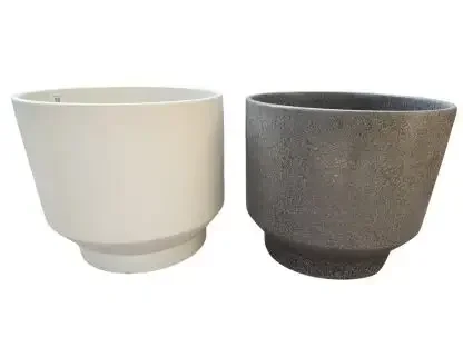 עציצי תוף קרמיקה 31/46 ס"מ בצבע קרם ושחור־שיש