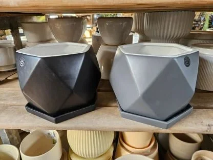 עציץ משושה מט עם תחתית 18 ס״מ