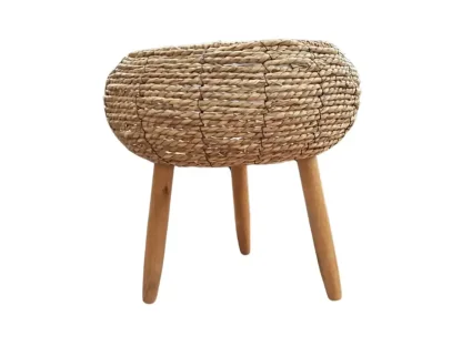 עציץ עגול פיתה מקש טבעי על רגליים מעץ